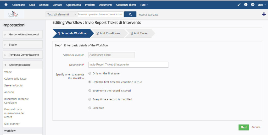 vTiger Workflow 4