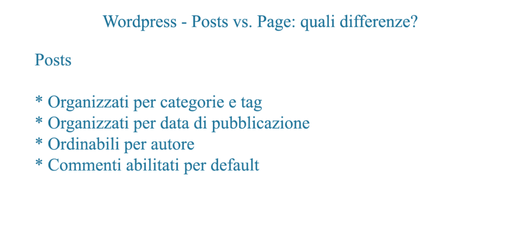 Caratteristiche post wordpress