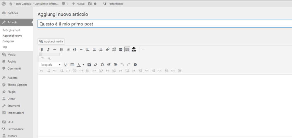 Titolo primo post wordpress