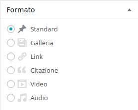 Pannello Formato di WordPress